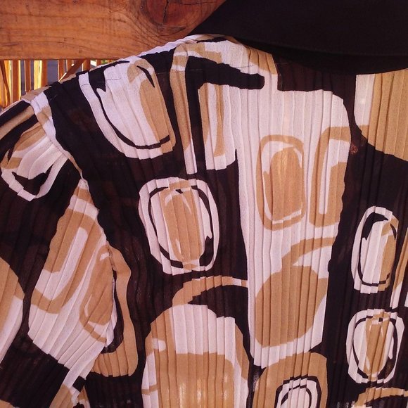 Vintage Y2K Pleated Blouse Sz-L Ringer Mod Print - Picture 10 of 10